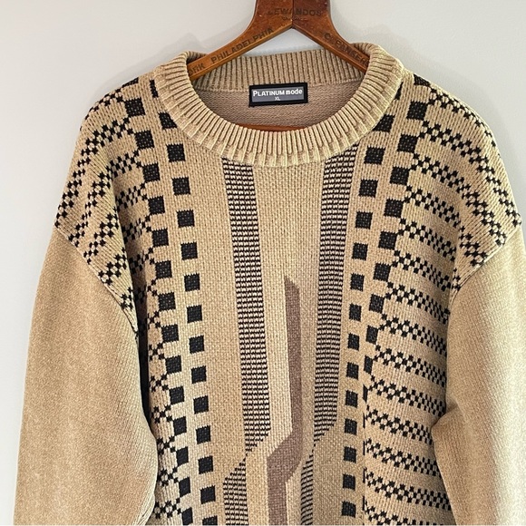 Vintage Oversized Slouchy Knit Crewneck Grandpa Dad Sweater Light Academia - Picture 4 of 8